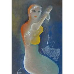 Kádár Béla (1877-1956) Gitáros lány
