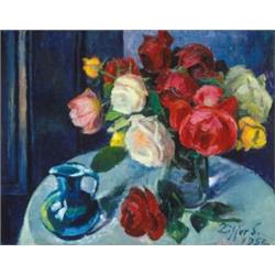 Ziffer Sándor (1880-1962) Rózsás csendélet, 1950.