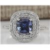 Image 1 : 2.37CTW Natural Blue Tanzanite And Diamond Ring In 14K White Gold