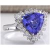 Image 2 : 3.62CTW Natural Blue Tanzanite And Diamond Ring In 14K Solid White Gold