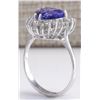 Image 3 : 3.62CTW Natural Blue Tanzanite And Diamond Ring In 14K Solid White Gold