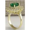 Image 3 : 4.39CTW Natural Emerald And Diamond Ring 14K Solid Yellow Gold