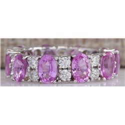 7.71CTW Natural Pink Ceylon Sapphire Diamond Ring 14K Solid White Gold