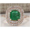 Image 1 : 2.02CTW Natural Colombian Emerald And Diamond Ring In 14K Rose Gold
