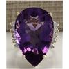 Image 1 : 30.25CTW Natural Amethyst And Diamond Ring In 14K Solid Yellow Gold