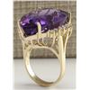 Image 3 : 30.25CTW Natural Amethyst And Diamond Ring In 14K Solid Yellow Gold
