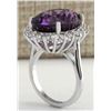 Image 3 : 14.82CTW Natural Amethyst And Diamond Ring In 14K Solid White Gold