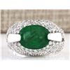 Image 1 : 5.08 CTW Natural Emerald And Diamond Ring In 14k White Gold