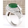 Image 3 : 5.08 CTW Natural Emerald And Diamond Ring In 14k White Gold