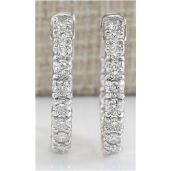 2.50 CTW Natural Diamond Hoop Earrings In 14k White Gold