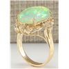 Image 3 : 6.42CTW Natural Opal And Diamond Ring 14K Solid Yellow Gold