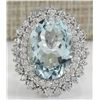 Image 1 : 9.68CTW Natural Blue Aquamarine And Diamond Ring In 14K White Gold