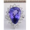 Image 1 : 10.06 CTW Natural Blue Tanzanite And Diamond Ring In 14K White Gold