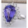 Image 2 : 10.06 CTW Natural Blue Tanzanite And Diamond Ring In 14K White Gold