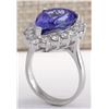 Image 3 : 10.06 CTW Natural Blue Tanzanite And Diamond Ring In 14K White Gold