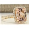 Image 2 : 3.72 CTW Natural Morganite And Diamond Ring In 14k Solid Yellow Gold