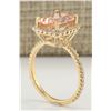 Image 3 : 3.72 CTW Natural Morganite And Diamond Ring In 14k Solid Yellow Gold