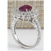 Image 3 : 3.25CTW Natural Ruby And Diamond Ring In 14K White Gold