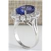 Image 3 : 7.03CTW Natural Blue Tanzanite And Diamond Ring In 14K White Gold