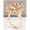 Image 3 : 8.66 CTW Natural Morganite And Diamond Ring In 14k Solid Yellow Gold