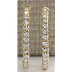2.13 CTW Natural Diamond Hoop Earrings 14k Solid Yellow Gold
