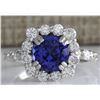Image 1 : 4.12CTW Natural Blue Tanzanite And Diamond Ring In 14K White Gold