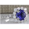 Image 2 : 4.12CTW Natural Blue Tanzanite And Diamond Ring In 14K White Gold