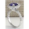 Image 3 : 4.12CTW Natural Blue Tanzanite And Diamond Ring In 14K White Gold