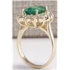 Image 3 : 4.11CTW Natural Emerald And Diamond Ring 14K Solid Yellow Gold