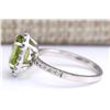Image 2 : 3.03 CTW Natural Peridot And Diamond Ring In 14k White Gold