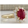 Image 2 : 3.57CTW Natural Ruby And Diamond Ring 14K Solid Yellow Gold