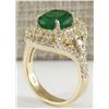 Image 3 : 5.02CTW Natural Emerald And Diamond Ring 14K Solid Yellow Gold