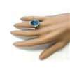 Image 4 : 12.63 CTW Natural Blue Topaz And Diamond Ring In 14k Yellow Gold