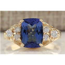 2.41CTW Natural Tanzanite And Diamond Ring In 14K Yellow Gold