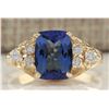 Image 1 : 2.41CTW Natural Tanzanite And Diamond Ring In 14K Yellow Gold
