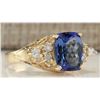Image 2 : 2.41CTW Natural Tanzanite And Diamond Ring In 14K Yellow Gold