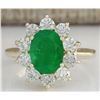 Image 1 : 3.08CTW Natural Emerald And Diamond Ring 14K Solid Yellow Gold
