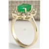 Image 3 : 3.08CTW Natural Emerald And Diamond Ring 14K Solid Yellow Gold