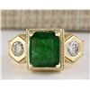 Image 1 : 4.68 CTW Natural Emerald And Diamond Ring In 14k Yellow Gold