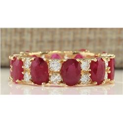 7.48CTW Natural Ruby And Diamond Ring In 14K Yellow Gold