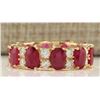 Image 1 : 7.48CTW Natural Ruby And Diamond Ring In 14K Yellow Gold