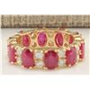 Image 2 : 7.48CTW Natural Ruby And Diamond Ring In 14K Yellow Gold