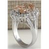 Image 3 : 7.04CTW Natural Morganite And Diamond Ring 14K Solid White Gold
