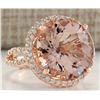 Image 2 : 13.58CTW Natural Morganite And Diamond Ring 14K Solid Rose Gold
