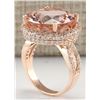 Image 3 : 13.58CTW Natural Morganite And Diamond Ring 14K Solid Rose Gold