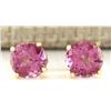Image 1 : 3.00 CTW Natural Pink Tourmaline Earrings 14k Solid Yellow Gold