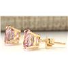 Image 2 : 3.00 CTW Natural Pink Tourmaline Earrings 14k Solid Yellow Gold
