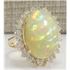 Image 2 : 12.51CTW Natural Ethiopian Opal And Diamond Ring In 14K Solid Yellow Gold