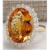 Image 2 : 17.91CTW Natural Citrine And Diamond Ring In 14K Solid Yellow Gold