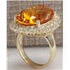 Image 3 : 17.91CTW Natural Citrine And Diamond Ring In 14K Solid Yellow Gold